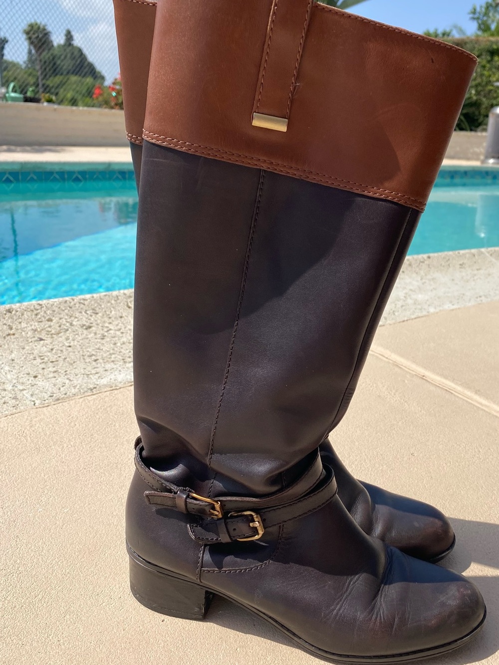 Bandolino Brown Leather Zip-Accent Boots